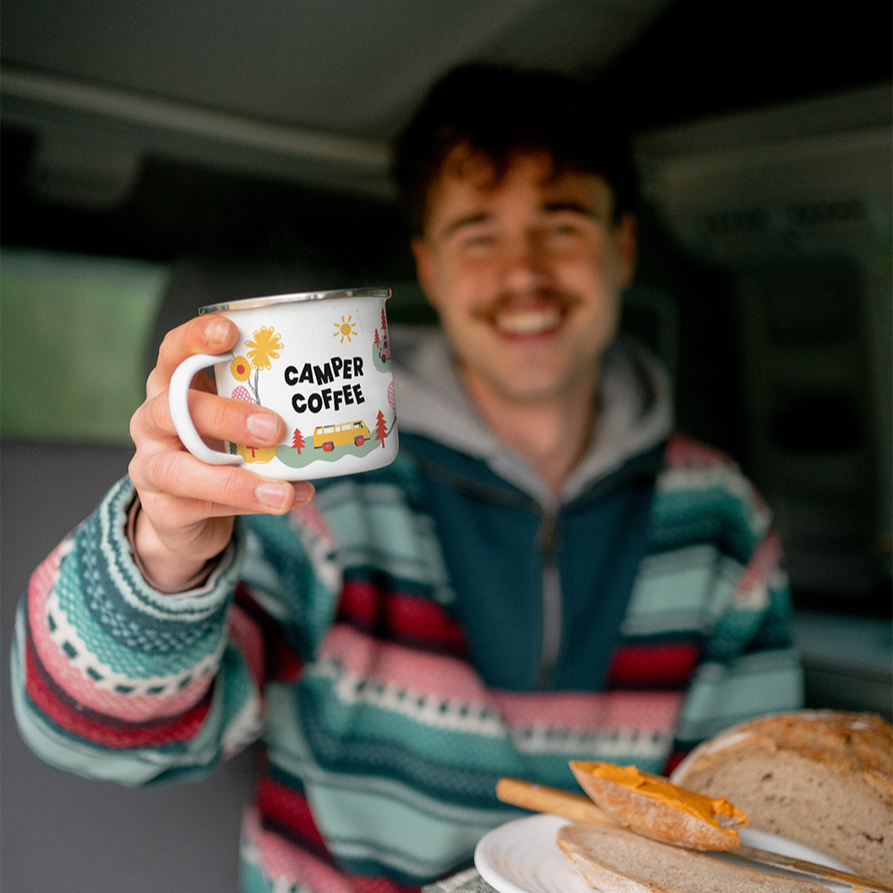 Camping Emaille Tasse "Camper Coffee"